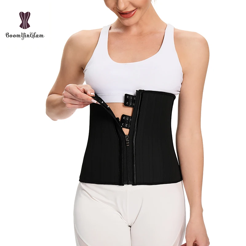 Black Cream 3 Hook And Eye 25 Steel Booned Latex Waist Trainer Fajas Girdle Sashes Waistband Plus Size Underwear Corselet Women