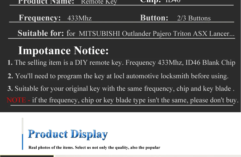 Keyforkess 2/3 Bottoni Auto Chiave A Distanza Vestito per MITSUBISHI Outlander Pajero Triton ASX Lancer Shogun MIT8 MIT11 Lama 433MHz 10 Keyforkess 2/3 Bottoni Auto Chiave A Distanza Vestito per MITSUBISHI Outlander Pajero Triton ASX Lancer Shogun MIT8 MIT11 Lama 433MHz - H7f56c89e2d574628a131aa065d0f31fdu