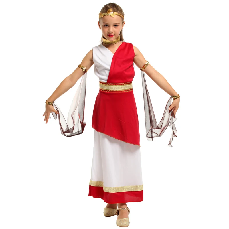 Disfraz De Diosa Griega Para Niña - Incluye Vestido, Tocado Y Pulseras, Tallas 110-150