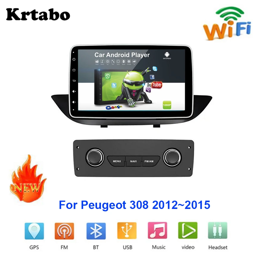 

Car radio Android multimedia player For Peugeot 308 2012~2015 Car touch screen GPS Navigation Support Carplay Bluetooth
