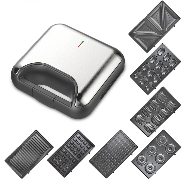 7 Az 1-Ből Elektromos Gofri Készítő Szendvicsgép Buborék Tojás Torta Sütő Konyhai Reggeli Fánk Multi-Baker - Image 3