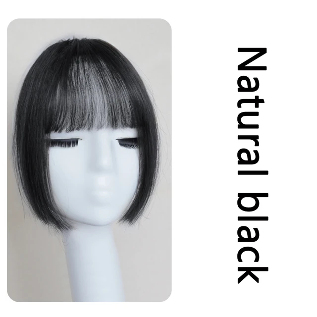 MEIFAN Clip in Hair Bangs Extension Hairpiece Synthetic Natural Fake Bang Hair Piece Air Bangs Clip on Bangs Black Brown 2