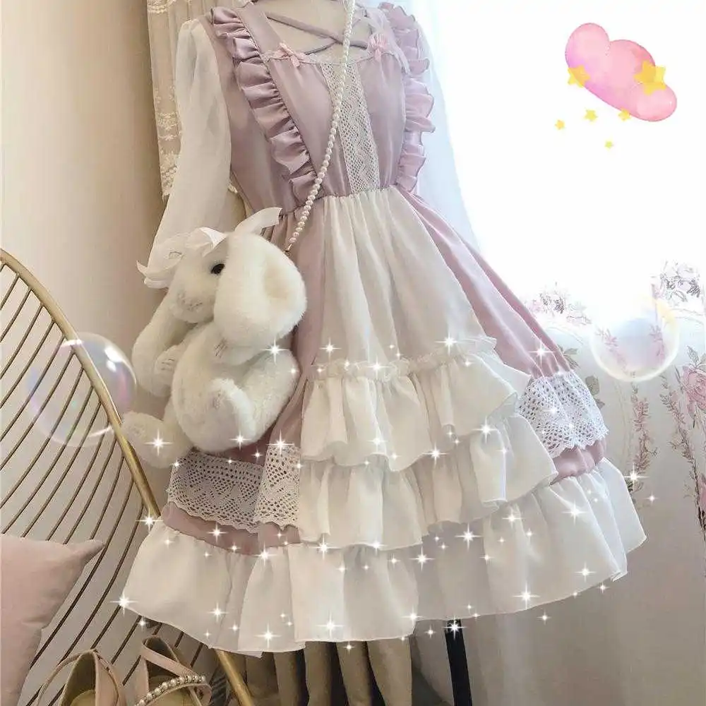 Saia Lolita japonesa para mulheres, lindo vestido Lolita, roupa kawaii para  meninas da escola, saia de fada, bonito e kawaii - AliExpress