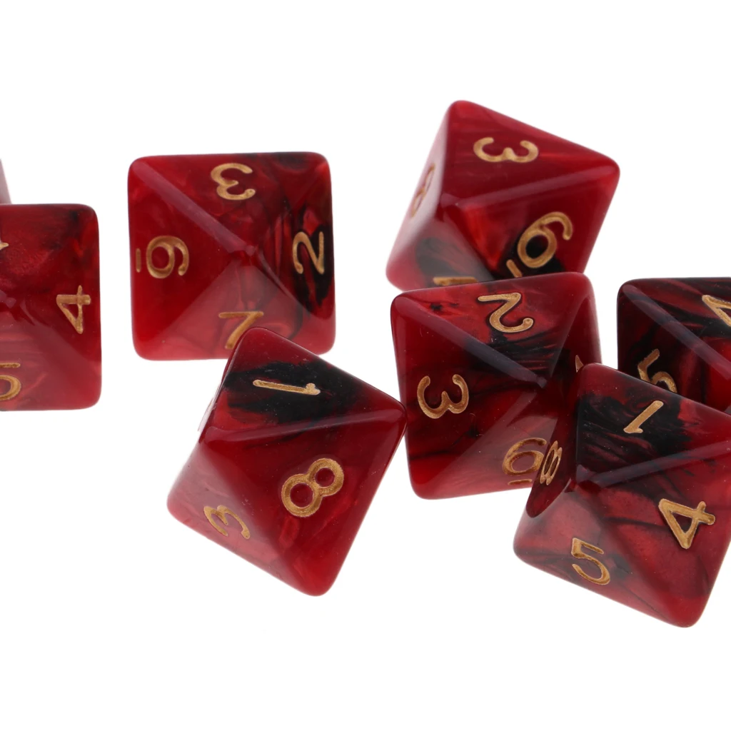 10 Pieces Polyhedral Dice Set Multi-sided Dice D8 for TRPG D& Dragons Game 8-sided Dice Set 