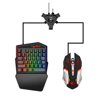 

3pcs Set Bluetooth 4.1 Converter + Game Keyboard + Gaming Mouse Colorful Backlight One-Handed Gamer Keypad And Mouse USB Wired