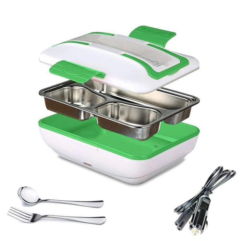 

Lunch Box, Portable Electric Heating Lunch Warmer Box with Removable Stainless Steel Container Food Heater and a Car Charger (Gr