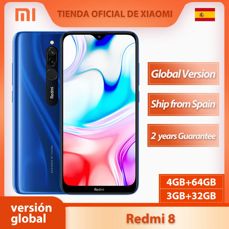 Смартфон Xiaomi Redmi 8 глобальная версия 4 + 64 ГБ Snapdragon 439 двойная камера 10 Вт быстрая