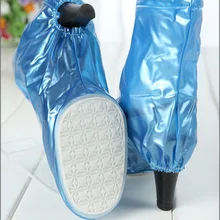 Одноцветная портативная многоразовая водонепроницаемая обувь на толстой подошве; модная обувь на высоком каблуке; Полиэстеровые бахилы; DW282
