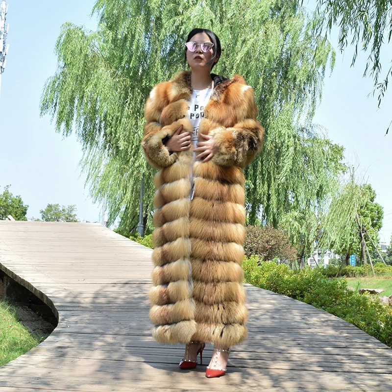 Tatyana furclub, Новое поступление, X-Long, Лисий мех, пальто для женщин, натуральный мех, куртка, зимняя верхняя одежда, толстая, теплая, плюс размер, пальто из натурального меха