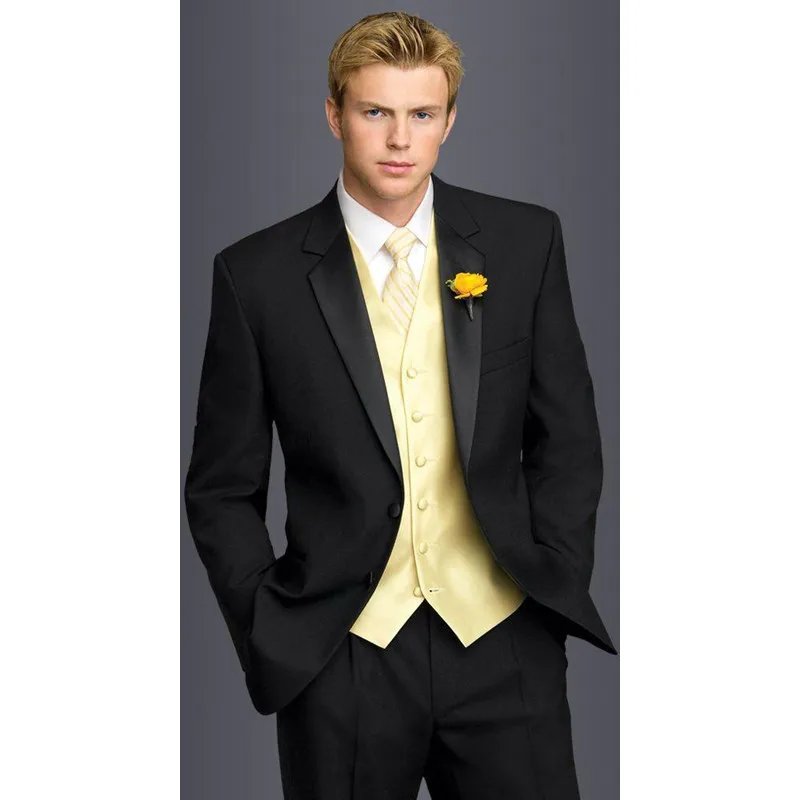 

New Arrival black tuxedos for men Wedding Suits For Men 3 pieces groomsmen suits men slim fit suits (Pant+Jacket+Vest)