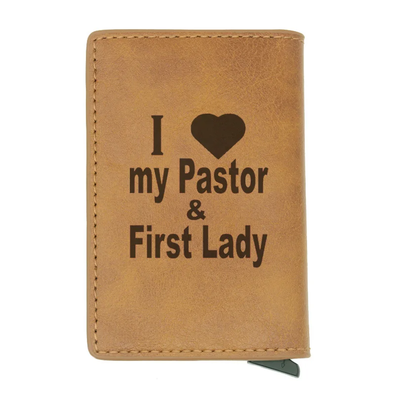 I love my pastor первая леди дизайн Rfid держатель для карт мужские женские кошельки короткий кошелек кожаные тонкие Кошельки Мини Кошелек подарки