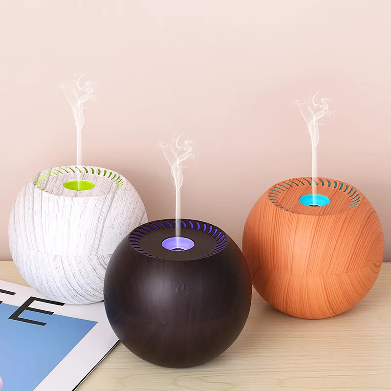 

Air Humidifier Electric Essential Aroma Oil Diffuser Ultrasonic Wood Grain Air Humidifier Usb Mini Mist Maker Led Light Home