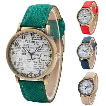 

Retro Unisex Newspaper Pattern Round Dial Canvas Strap Analog Quartz Wrist Watch