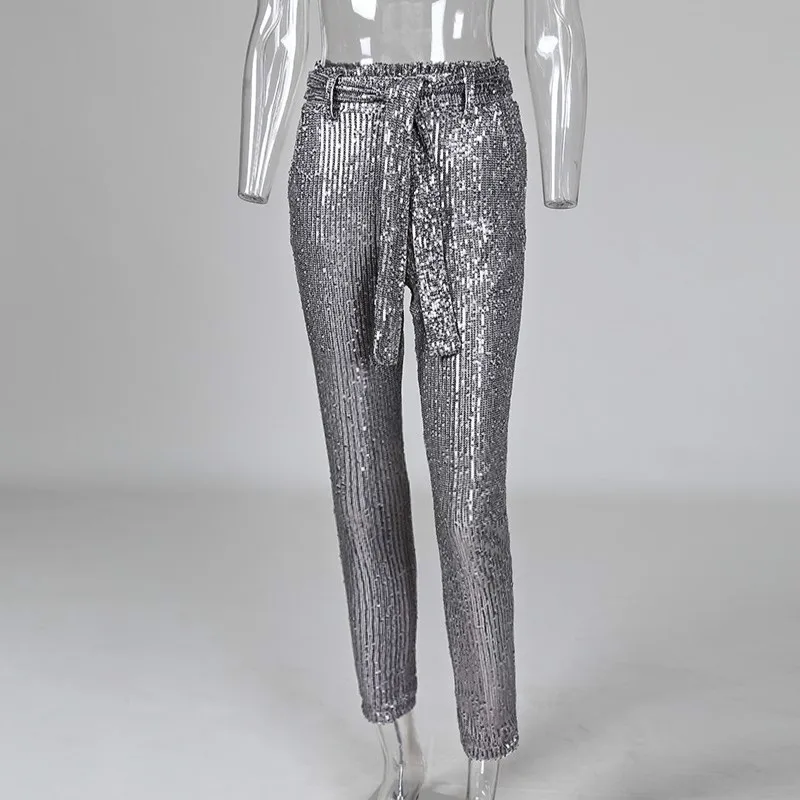 Женские длинные брюки-карандаш с карманами, с поясом, с карманами, с высокой талией, вечерние, Клубные брюки