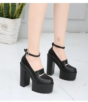 

Black white 14cm thick with high heels European American sexy waterproof platform model nightclub catwalk women's single shoes