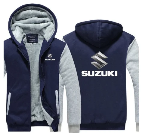 Зимняя теплая толстовка с капюшоном для мужчин Suzuki, Мужская толстовка, фирменное пальто на молнии, толстовки, флисовая куртка, пальто N f - Цвет: 2
