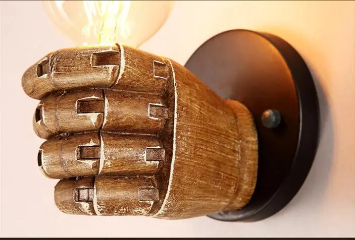 Fist resin bedroom bedside decorative wall lamp LOFT retro creative restaurant bar corridor wall lamp lighting