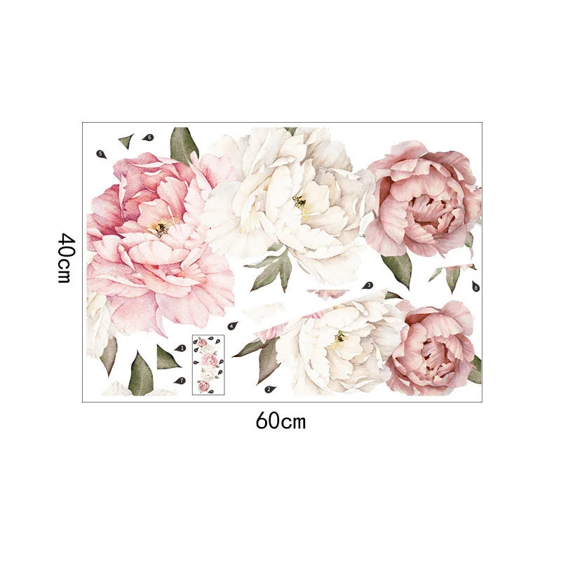 

Pink Peony Flower Blossom Wall Stickers DIY Kids Baby Nursery Decor Mural Decals