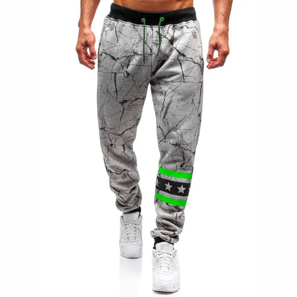 

Sportswear Sweatpants Joggers & Sweats Men's Pocket Casual Strap print Trousers for Men Black Gray