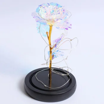 

Gold Foil Rose Glass Cover Valentine\\'s Day Gift Home Artificial Gold Foil Artificial Rose Led Night Light Decoration Dropship