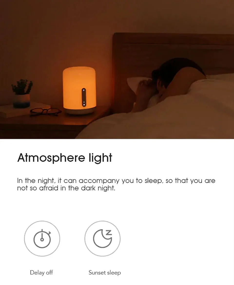 Original Xiaomi Mijia Bedside Lamp 2 Bluetooth WiFi Touch Panel APP Control RGB Table Lamp Works with Apple HomeKit Siri (6)