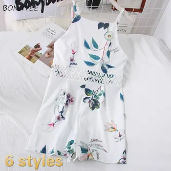 

Rompers Women Printed High Waist Spaghetti Strap Wide Leg Thin Breathable Sexy Casual Beach Leisure Elegant Vintage Womens Daily