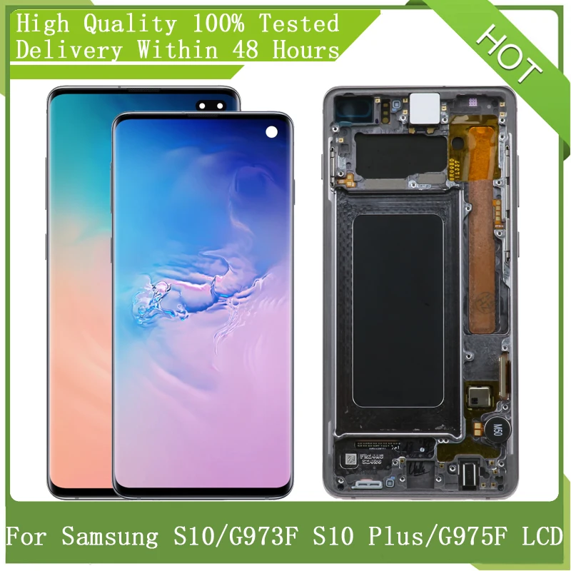 Для SAMSUNG GALAXY S10 G973 SM G973F S10Plus G975 G975F супер AMOLED экран с рамкой LCD сенсорный дисплей