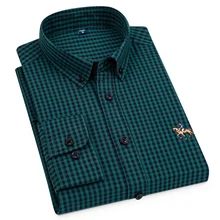 Chemise à carreaux 100% coton pour hommes, manches longues, col boutonné, excellente tenue confortable, Slim, Business, décontracté