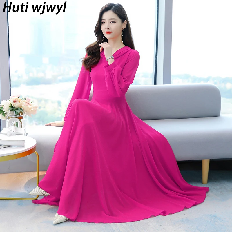 2022 Spring Solid Chiffon Beach Maxi 