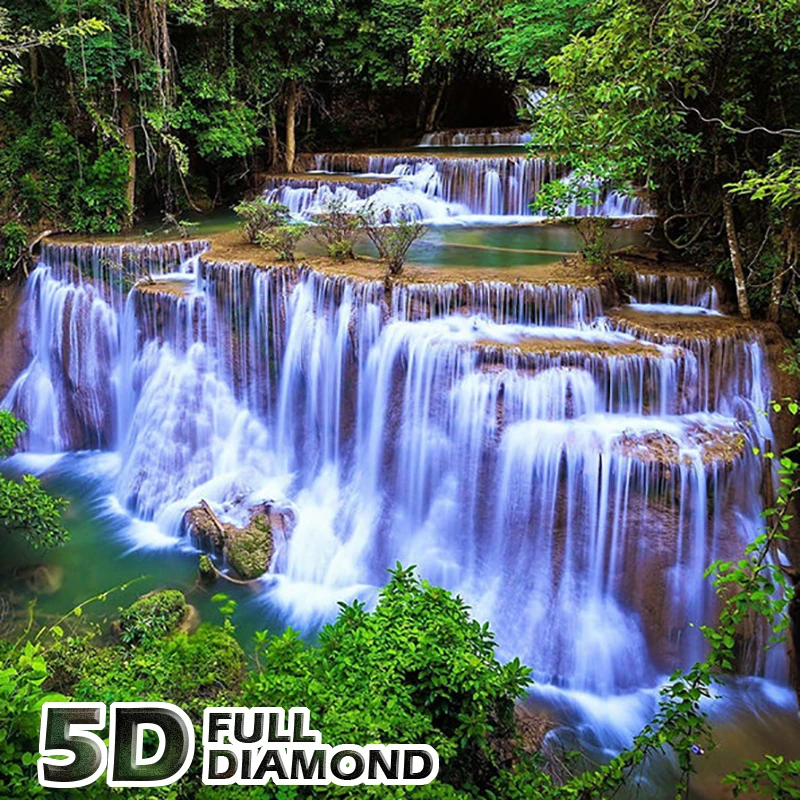 Бриллиантовая картина WUJIE 5D живописный водопад Full стразы для творчества вышивка