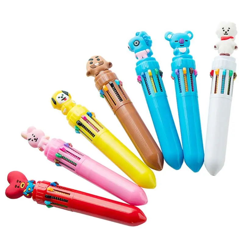 

Children Students Multi-color 10 In 1 Candy Color Ball Ballpoint Pen Cute Marker Pen School Supplies