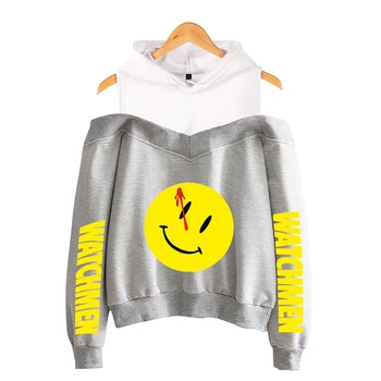 

Watchmen Off-the-shoulder 3D Hoodies Women Girl FallWinter Warm Fashion Smiling Face Print Watchmen 3D Hoodies Strapless Coats