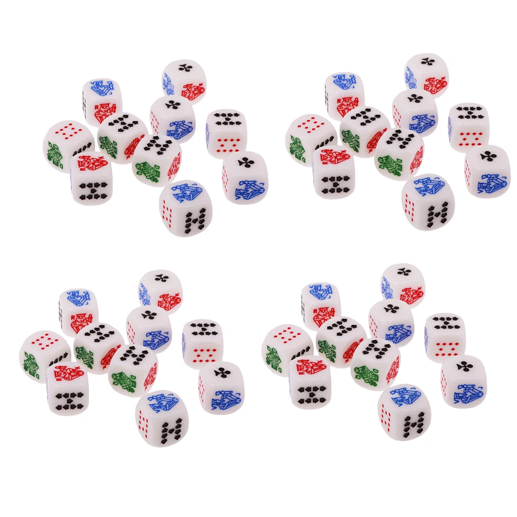 40 Pieces 16mm Six Sided Poker Dice For Casino Poker Card Game Favours