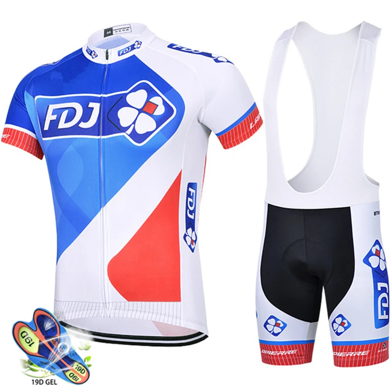 FDJ Велоспорт Джерси Набор Pro команда одежда для велоспорта Велоспорт нагрудник шорты Быстросохнущий Мужской трикотажный комплект для велоспорта Ropa Ciclismo