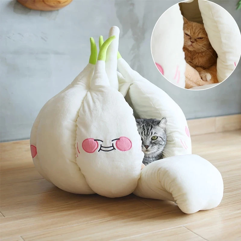 

New Style Pet Dog Cat Bed Mat Winter Super Soft Warm Plush Nest Cave Creative Garlic Shape Bed Mat Give pets a warm home Gift