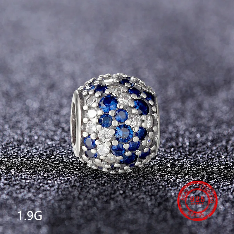 

925 sterling silver bead color zircon micro-inlay for Pandora original bracelet DIY jewelry making