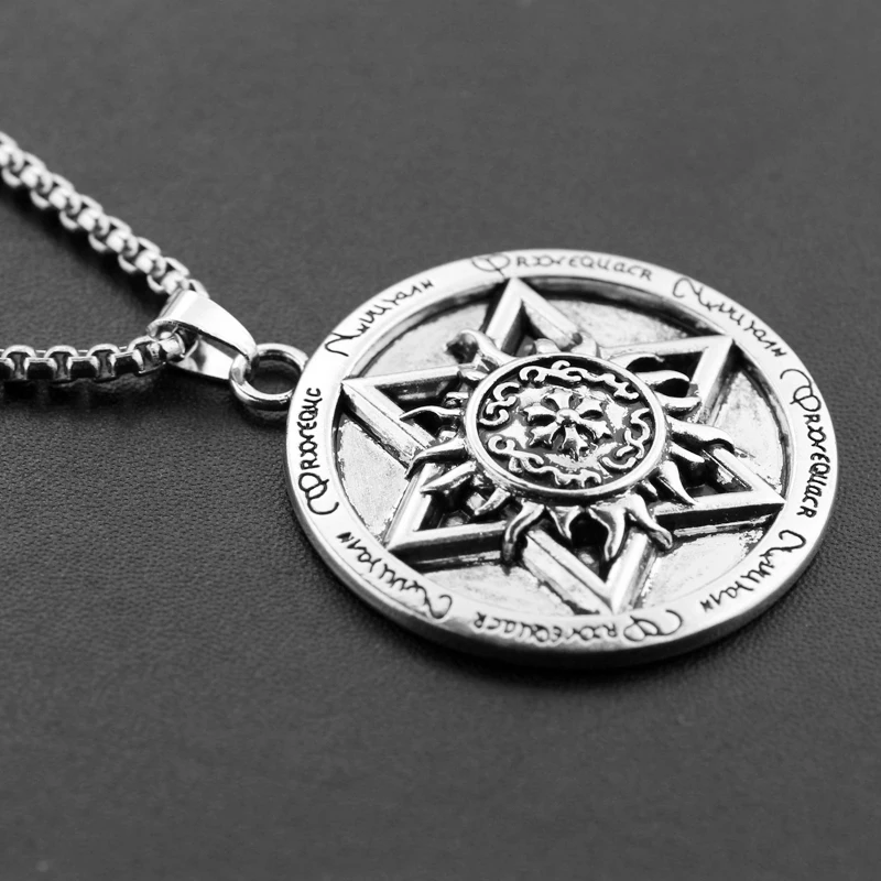 Винтажная сверхъестественная шестиугольная круглая амулет подвеска goth link chain