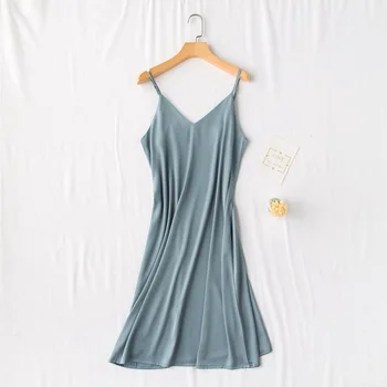 

V-Neck Strap Nightgown Sleepwear Sexy Sleeveless Summer Womens Robes Gown Nightdress Lounge Sleep Dress Nighties