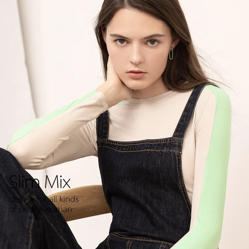 tshirt Slim High Quality Plain T Shirt Women Elastic Basic T-shirts Female Casual Tops Long Sleeve Sexy Thin T-shirt see through