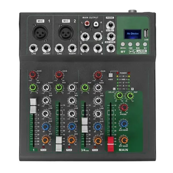 

Bluetooth Portable Audio Mixer w/USB DJ Sound Mixing Console MP3 Jack 4 Channel Karaoke 48V Amplifier Karaoke KTV Match Party