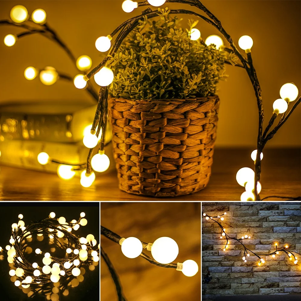 DIY ветка светящаяся гирлянда из ротанга Глобус светодиодная дерево свет мерцание