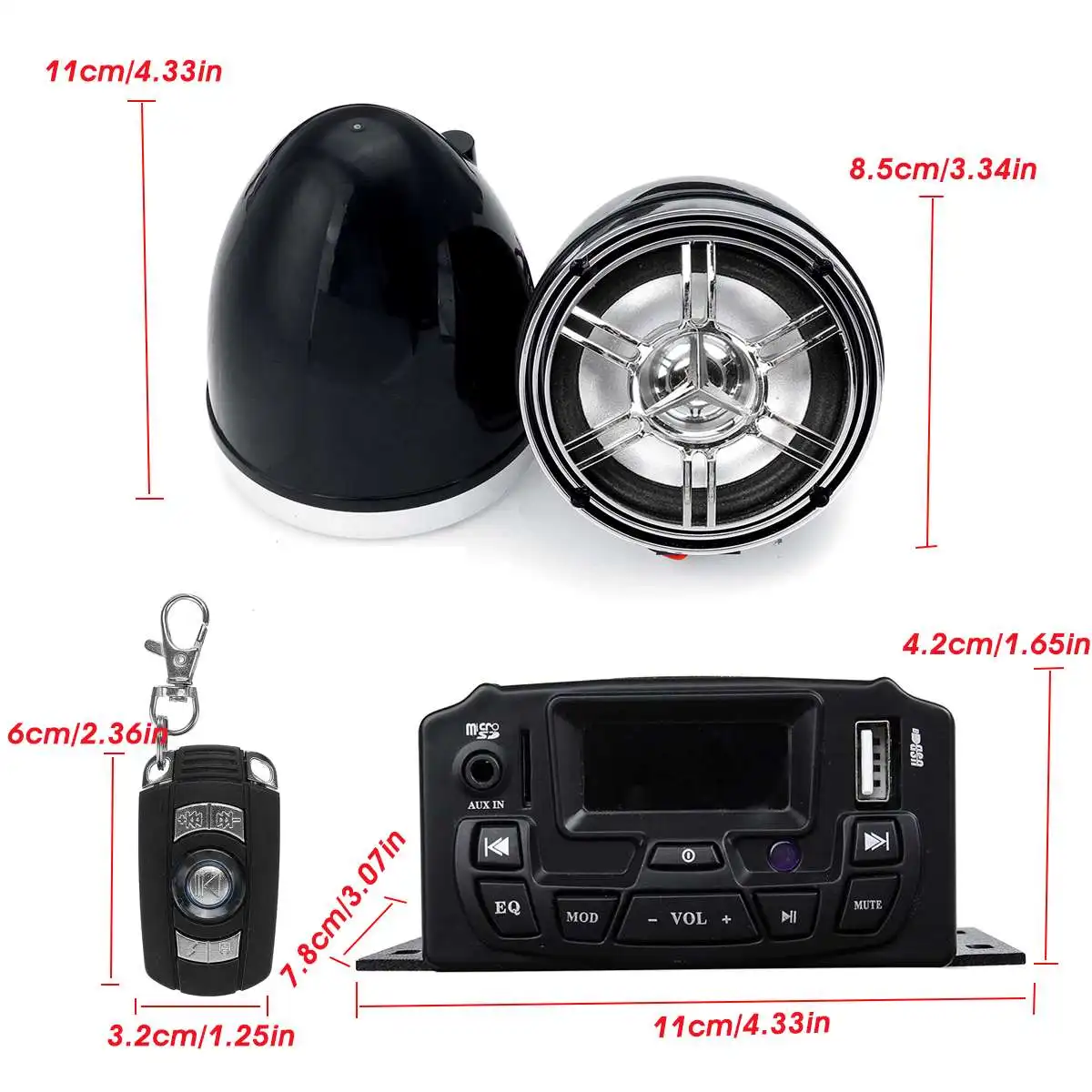 1 пара 12 В универсальная звуковая система bluetooth SD USB MP3 FM мотоцикл аудио, дистанционное управление Стерео 2 колонки водонепроницаемый