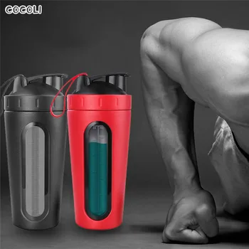 

700ml/28oz Stainless Steel Whey Protein Shaker Bottle with Mixing Ball Leakproof Gym Mixer Sport Drink Water Bottles BPA Free