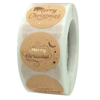 

500Pcs/Roll Custom Champagne Bottom Hot Rose Sticker Christmas Sticker Holiday Gift Sticker Seal Labels