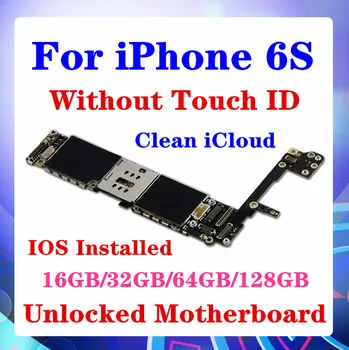 

For iPhone 6S Motherboard Without Touch ID 100% Unlock NO iCloud Mainboard MB With Chip IOS Logic Board 16GB 32GB 64GB 128GB ROM