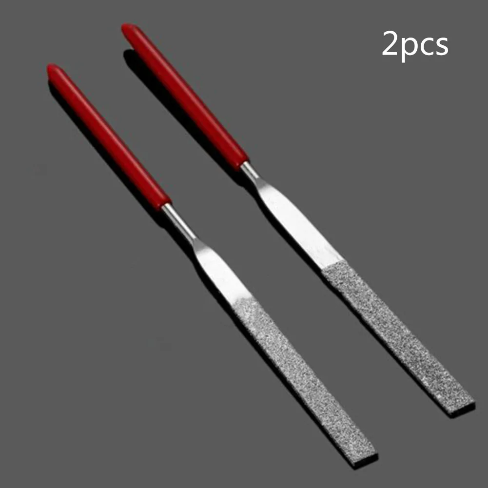 2pcs File Set Plastic Handle Metal Stone Grinding Flat Needle File DIY Wood Rasp File Needle Jewelry Polishing