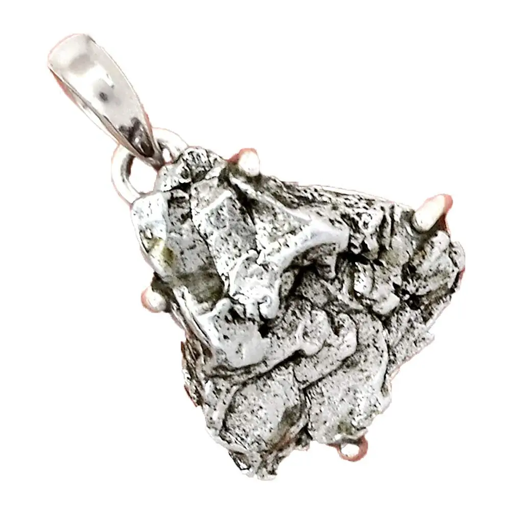 

Genuine METEORITE CAMPO DEL CIELO Pendant 925 Sterling Silver,27.3 mm, AP6360