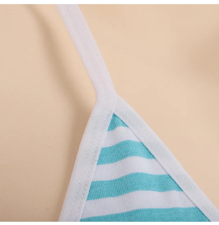 Anime Miku Kawaii Mini Bikini Cosplay Blue White Striped Micro Bikini Swimming Suit for Women Tie Side Swimsuit Set