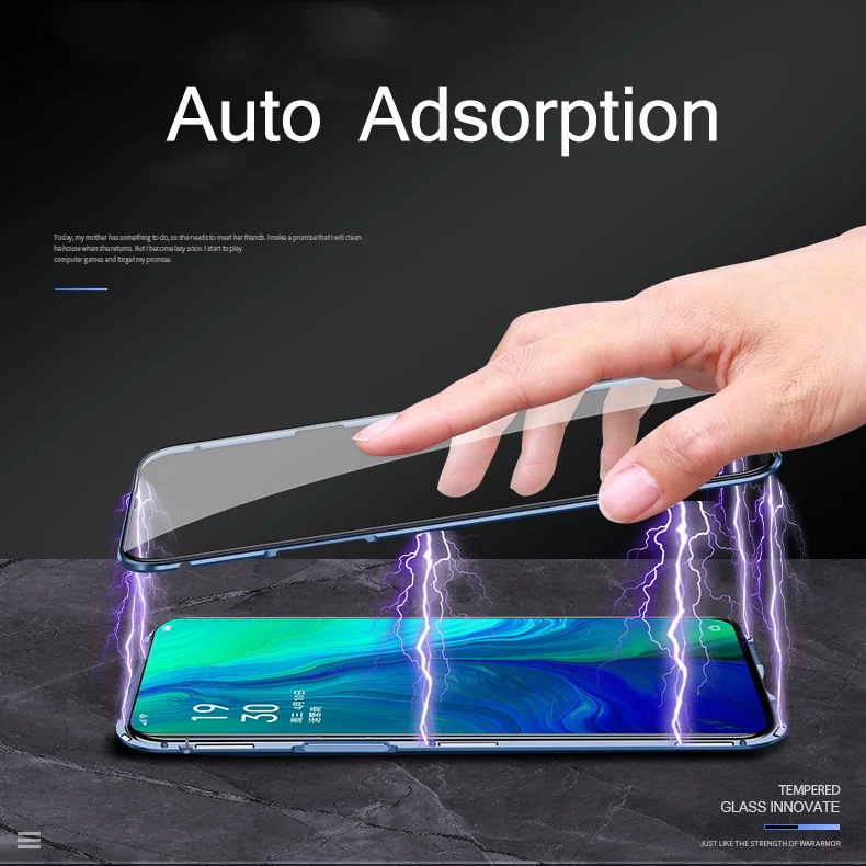 OPPO Reno2 Reno 2, защитный чехол из закаленного стекла с магнитными металлическими краями для Oppo Reno 10X Zoom, защитная пленка