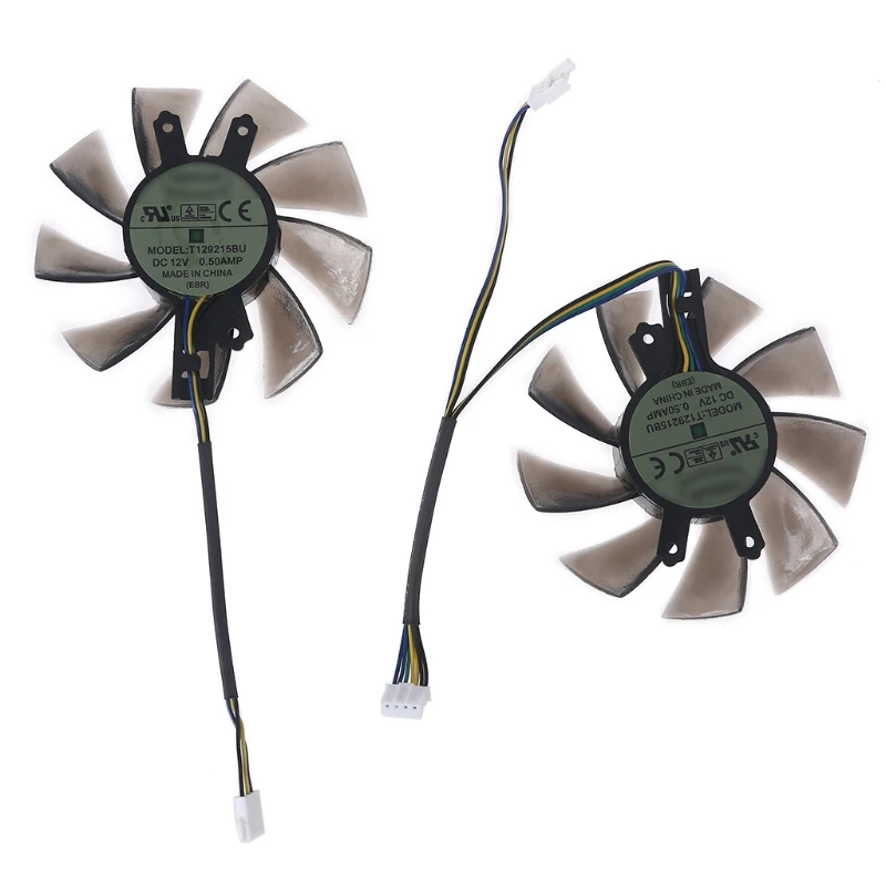 

H7JF 2Pcs 75mm/2.95in T129215BU 4Pin 12V 0.50A VGA Fan Graphics Card Cooling Fan for GALAX GTX 1060 KFA2 GTX 1060 Fan